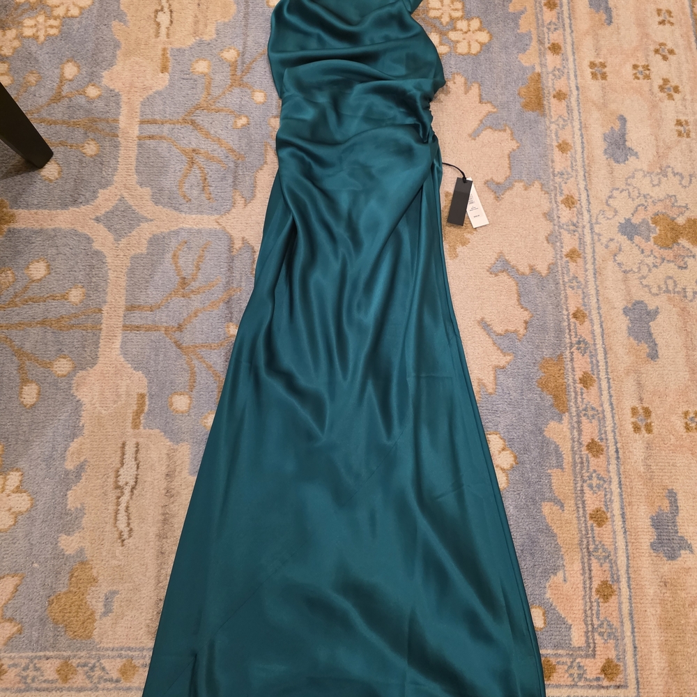 NWT Banana Republic Cowl Neck Silk Gown in Emerald Green 2P - Picture 5 of 6